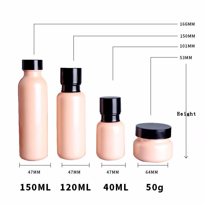 Ensembles de bouteilles en verre de couleur peau rose Skincare