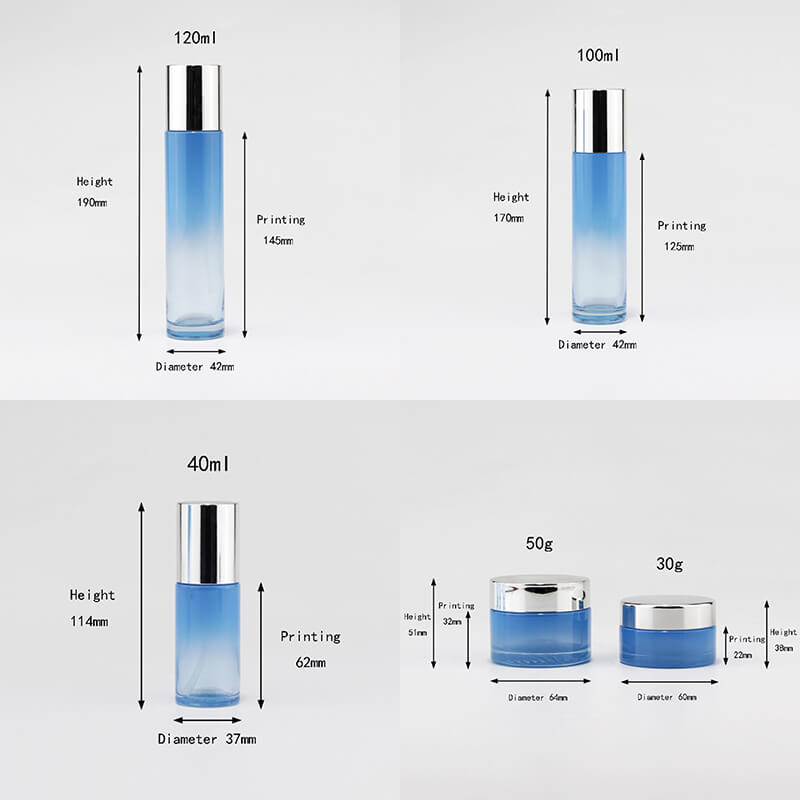 Ligne de pot de bouteille en verre bleu clair de couleur personnalisée