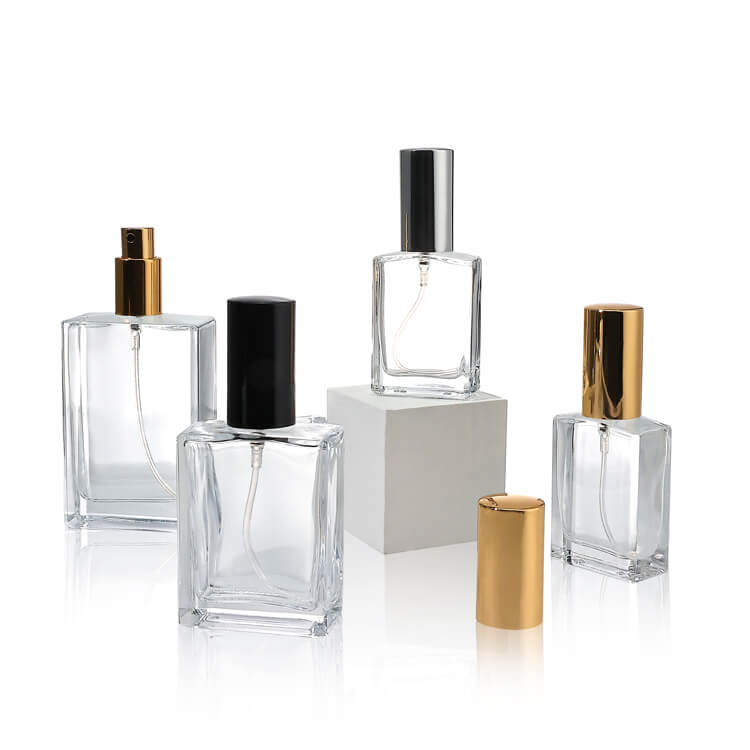 Bouteille en verre rechargeable de parfum carré vide cosmétique personnalisé