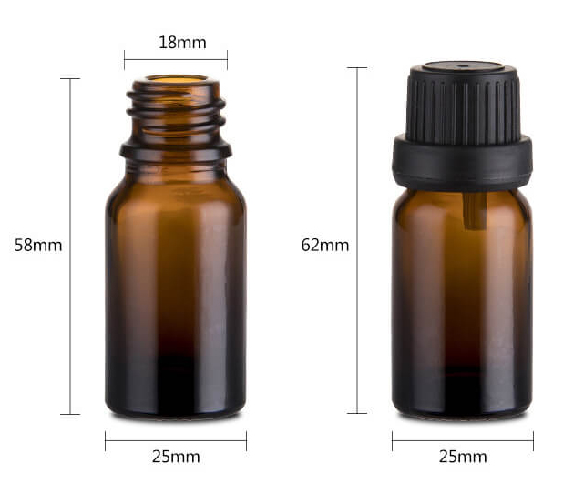 Bouteille d'huile essentielle ambrée de 10 ml en gros
