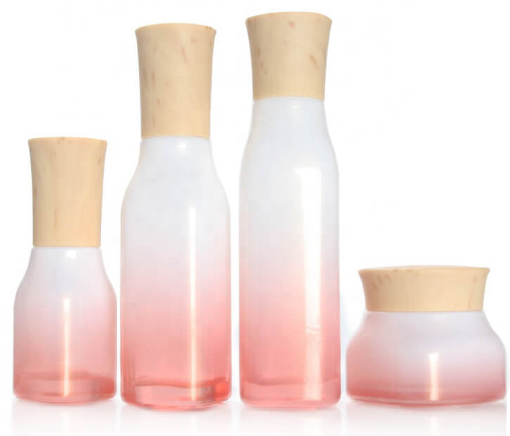 Ensemble de bouteilles en verre cosmétique de forme spéciale