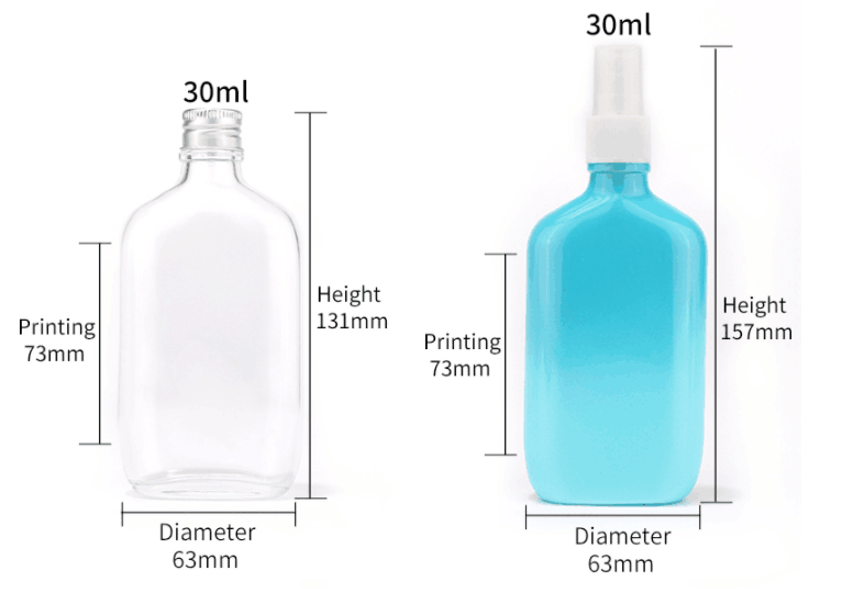 Bouteille en verre de couleur personnalisée de 30 ml