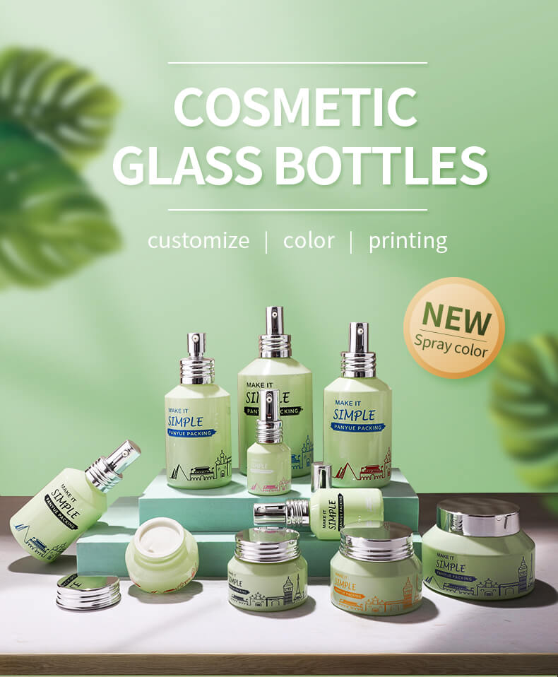 Ensemble de bouteilles en verre cosmétique nouveau design en gros