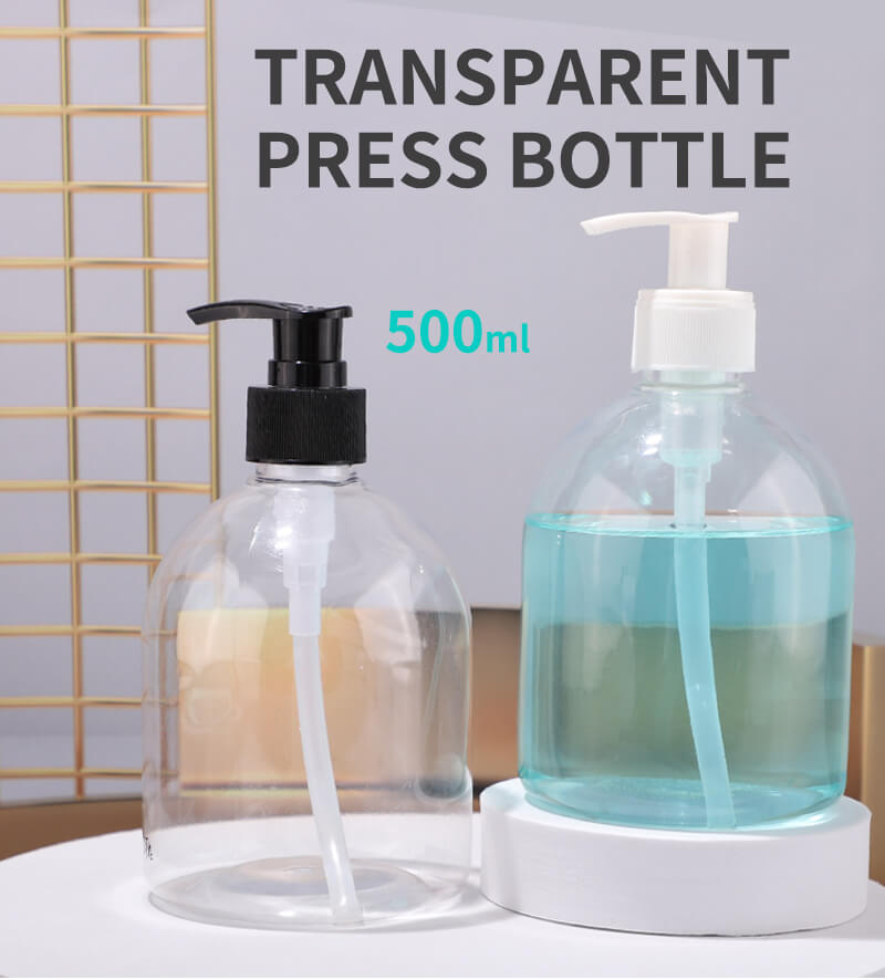 Emballage de bouteille en plastique PET transparent de 500 ml avec pompe à lotion
