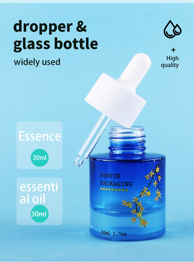 Emballage de bouteille en verre de luxe avec compte-gouttes blanc ou huile essentielle
