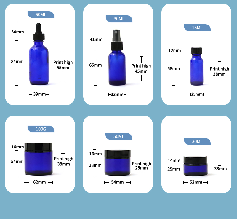 bouteille en verre de sérum bleu