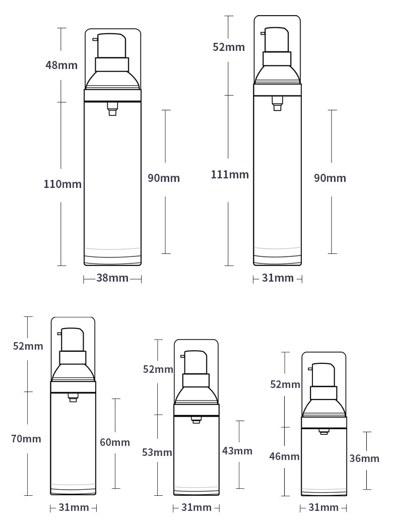 Bouteilles vides de pompe à lotion sans air