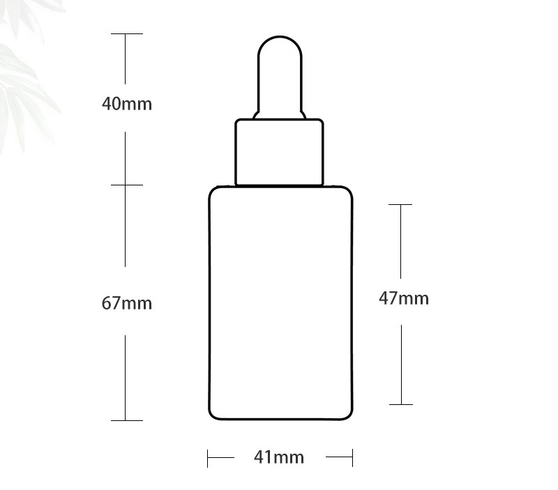 Tableau des tailles des bouteilles d'huile essentielle de 50 h ml