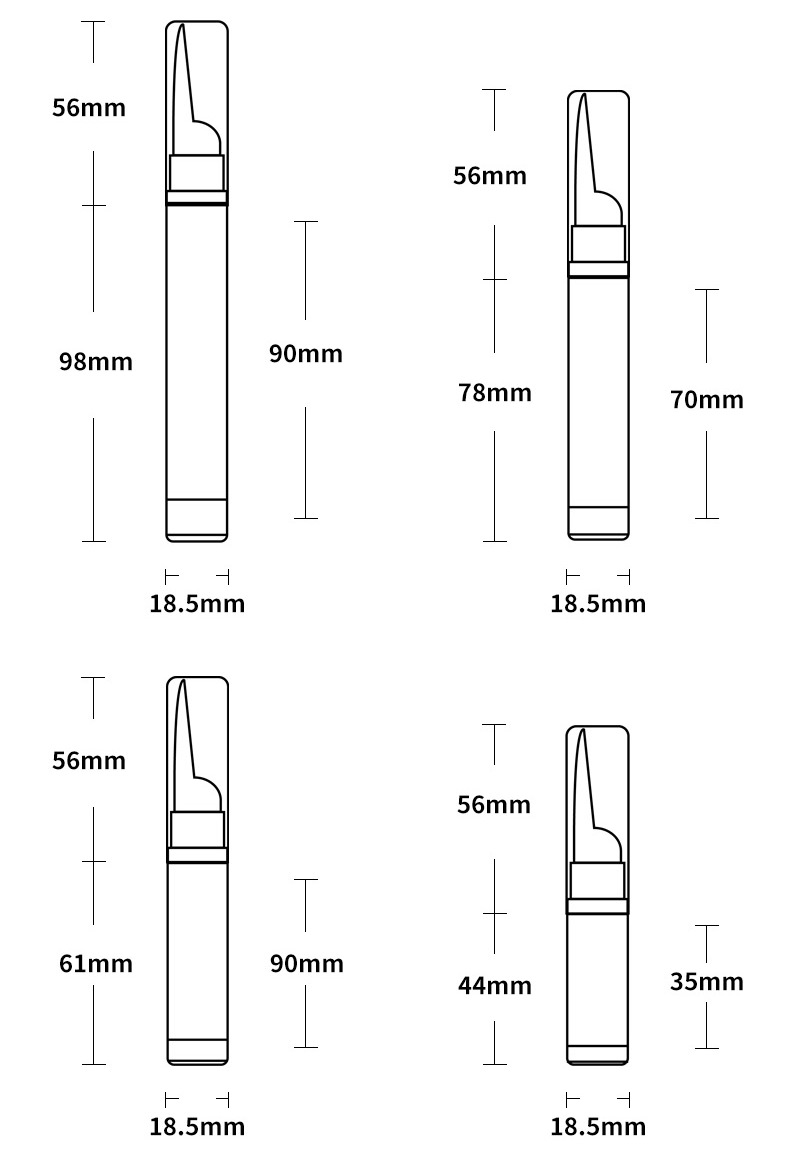 Tableau des tailles du flacon airless de crème pour les yeux