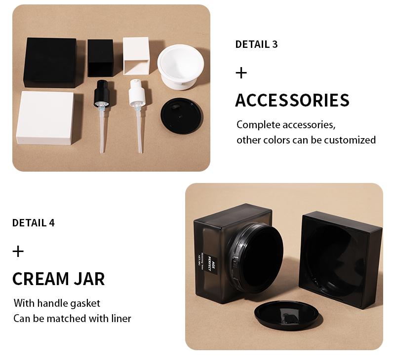 square matte skincare glass Jar set