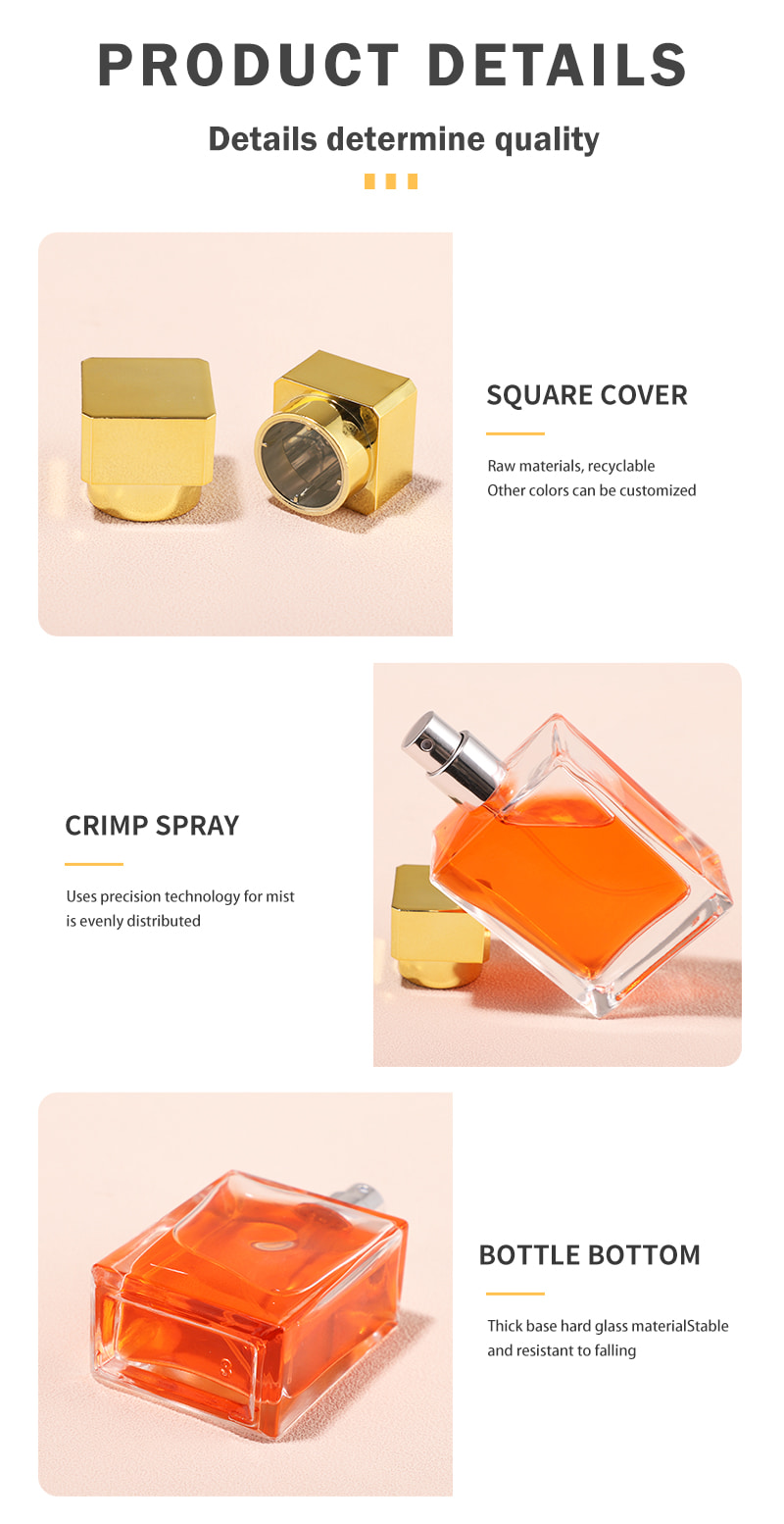 Premium Square Perfume Glass Bottle