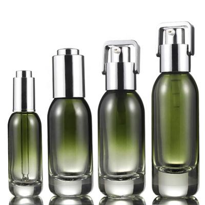 Bouteilles de pompe compte-gouttes en verre d'huile essentielle personnalisée cosmétique
