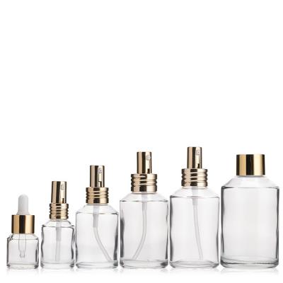 Cosmetic frosted clear glass bottles and jars range line