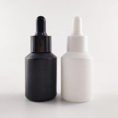Emballage d'huile de sérum de qualité supérieure noir mat blanc flacons compte-gouttes en verre de 1 oz 30 ml
