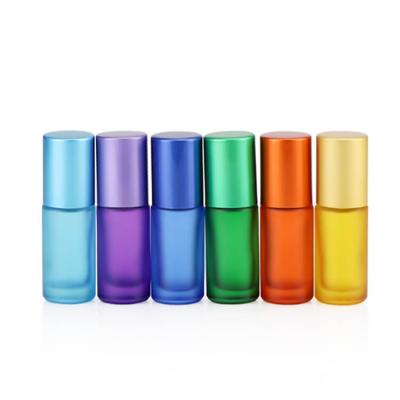 Custom rainbow color glass roller ball bottle