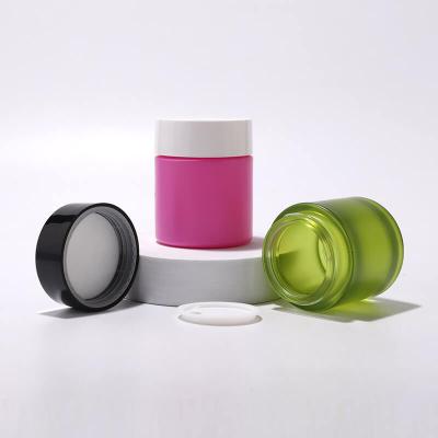 Emballage de pot de crème en verre cosmétique de couleur pure et simple