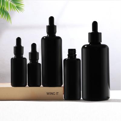 Ensemble de flacons compte-gouttes en verre noir pour cosmétiques