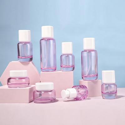 Rounded Square Cosmetic Glass Bottle Set
