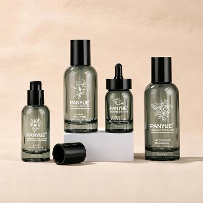 Smoky Grey Glass Cosmetic Bottle Set
