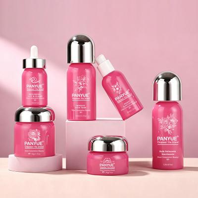Bright Pink  Glass Cosmetic Bottle Set
