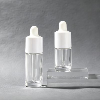 Flacon compte-gouttes rond en verre transparent de 30 ml