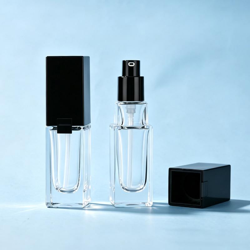30ml Square Clear Glass Lotion Pump Bottle
