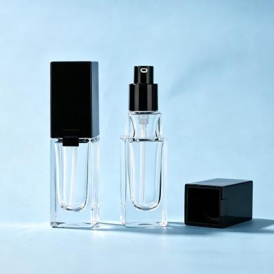 30ml Square Clear Glass Lotion Pump Bottle
